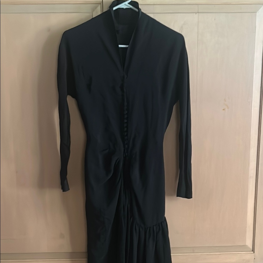 Star of Siam vintage long black silk Dress Bangkok sz s